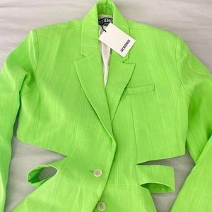 JACQUEMUS La Robe Bari Long Sleeve Cutout Blazer Minidress Size 40⚡️BRAND NEW⚡️